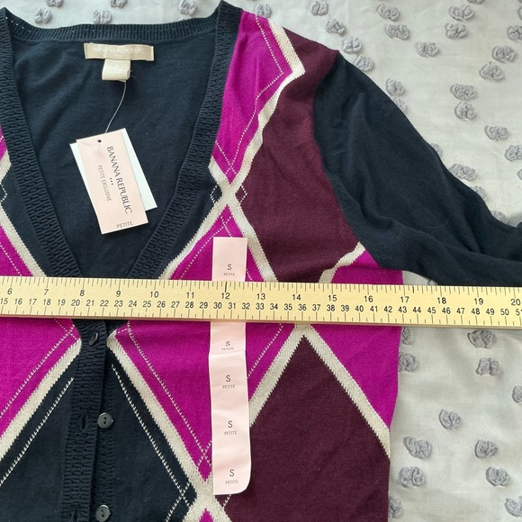 Banana Republic Women's Argyle Cardigan - Pink and Black - Picture 2 of 7